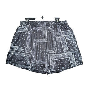 Men’s Black Bandana Print Mesh Shorts – Streetwear Gym Style -M